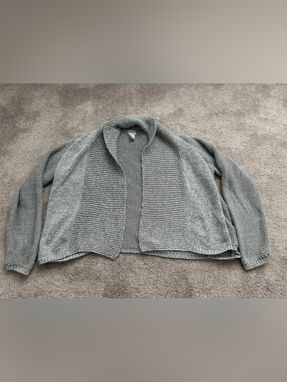 Chico's Heather Gray Open-Front Knit Cardigan